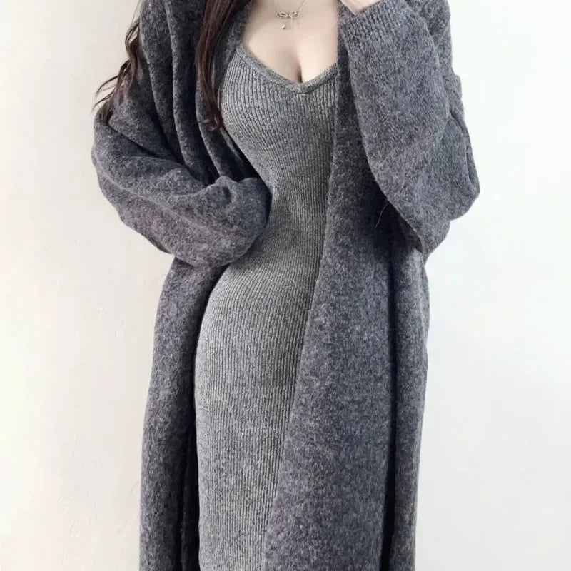 Zweiteiler Strickset Damen – Sexy Strickkleid mit Cardigan
